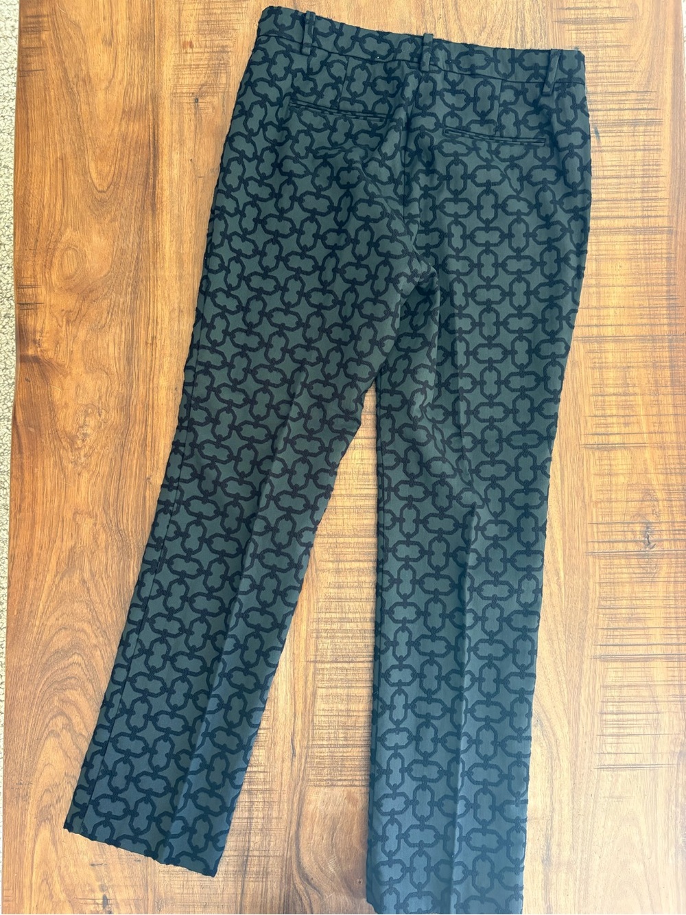 Ann Taylor Sophia Black Velvet Patterned Pants 8 - Picture 6 of 7